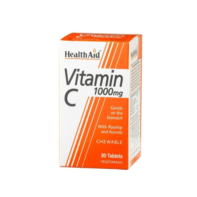 Health Aid Vitamin C Βιταμίνη για Ενέργεια & Ανοσοποιητικό 1000mg Πορτοκάλι 30 μασώμενες ταμπλέτες