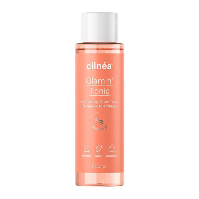 Clinea Glam n Tonic Exfoliating Glow Toner Απολεπιστική Τονωτική Λοσιόν 200ml