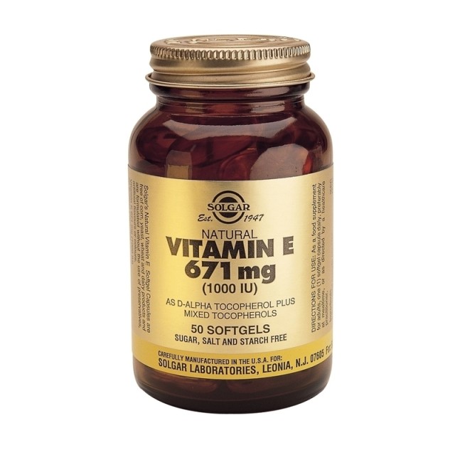 Solgar Vitamin E 1000iu 671mg Αντιοξειδωτικό 50softgels