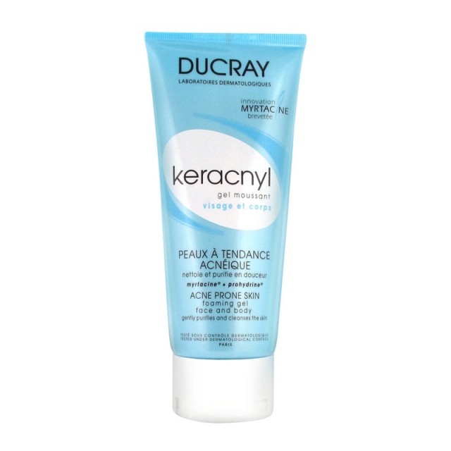 Ducray Gel κατά της Ακμής Keracnyl Foaming with Myrtacine Innovation for Face & Body για Λιπαρές Επιδερμίδες 200ml