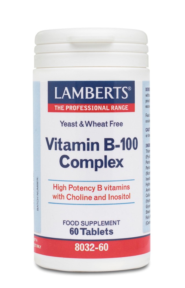 Lamberts Vitamin B-100 Complex Βιταμίνη για Ενέργεια, τα Μαλλιά & τo Δέρμα 60 ταμπλέτες