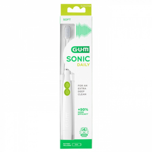 GUM Sonic Daily Soft 4100 Ηλεκτρική Οδοντόβουρτσα Μπαταρίας Λευκό