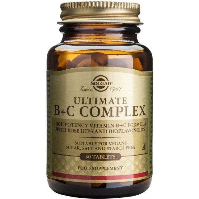 Solgar Ultimate B+C Complex Βιταμίνη για Ενέργεια & Ανοσοποιητικό 30tabs