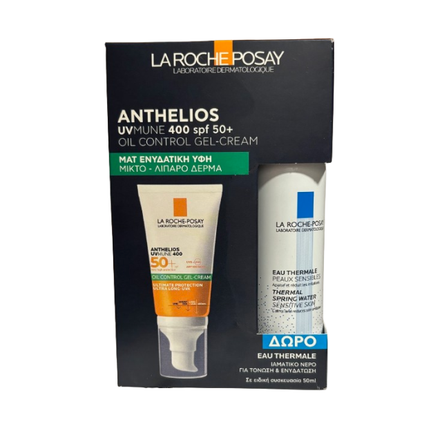 La Roche Posay Anthelios Promo Uvmune 400 Oil Control Gel-cream Spf50+ Αντηλιακή Προσώπου Ματ 50ml & Δώρο Ιαματικό Νερό 50ml