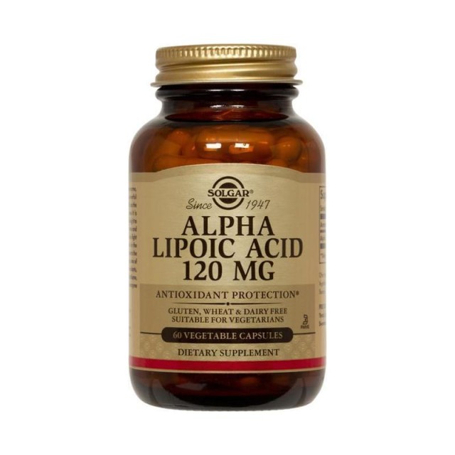 Solgar Alpha Lipoic Acid Αντιοξειδωτικό χωρίς Γλουτένη 120mg 60veg caps