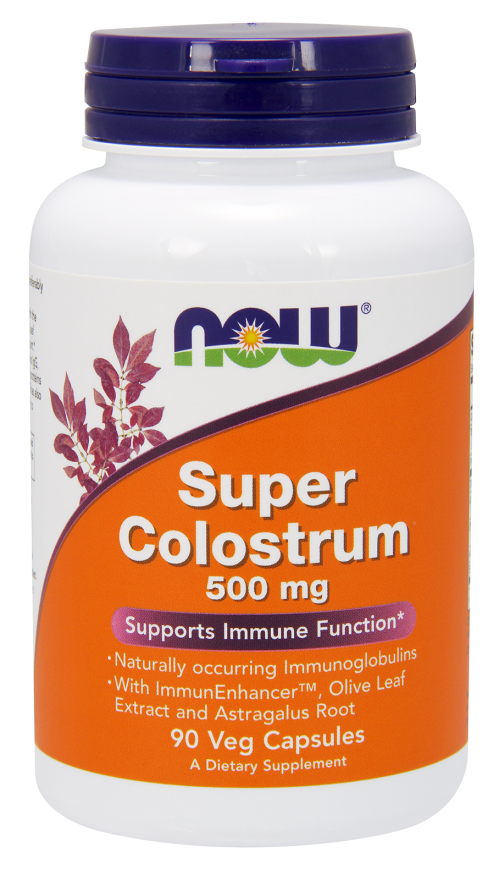 NOW SUPER COLOSTRUM + OLIVE LEAF 500 MG - 90 VCAPS