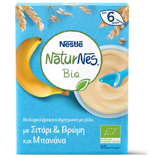 Nestle Naturnes Bio Βιολογικά Δημητριακά Βρώμη Μπανάνα Γάλα