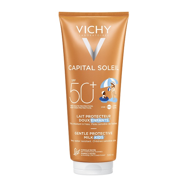 Vichy Capital Soleil Gentle Protective Milk Αδιάβροχο Παιδικό Αντηλιακό Γαλάκτωμα για Πρόσωπο Σώμα SPF50 300ml