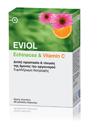 Eviol Echinacea & Vitamin C Συμπλήρωμα για την Ενίσχυση του Ανοσοποιητικού 30 μαλακές κάψουλες