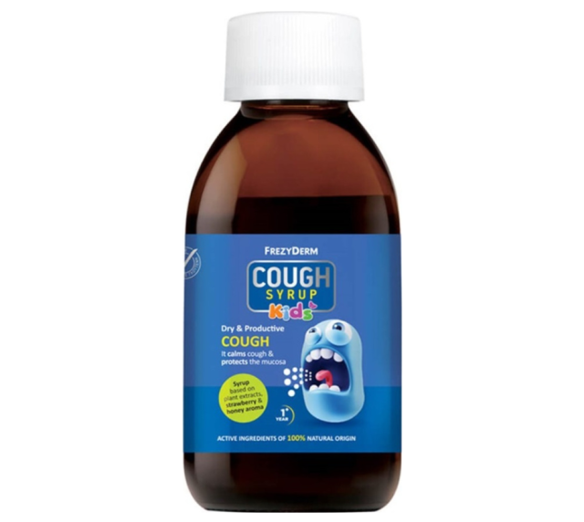 Frezyderm Cough Syrup Kids Σιρόπι για Παιδιά για Ξηρό και Παραγωγικό Βήχα χωρίς Γλουτένη Μέλι Φράουλα 182gr