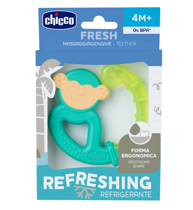 Chicco Μασητικός Κρίκος Οδοντοφυΐας Monkey Green με Νερό από Σιλικόνη για 4 m+