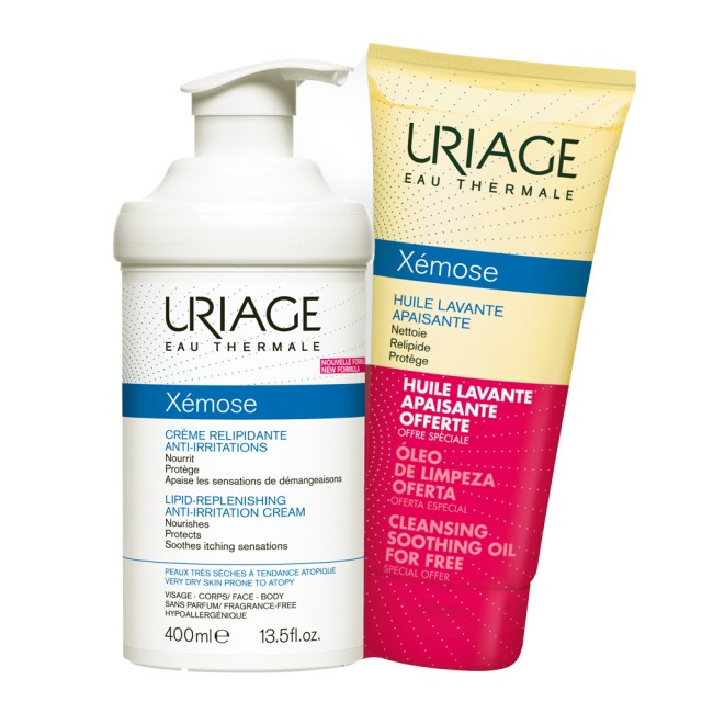 Uriage Xemose Replenishing Anti-Irritation Cream & Cleans Σετ Περιποίησης με Κρέμα Προσώπου