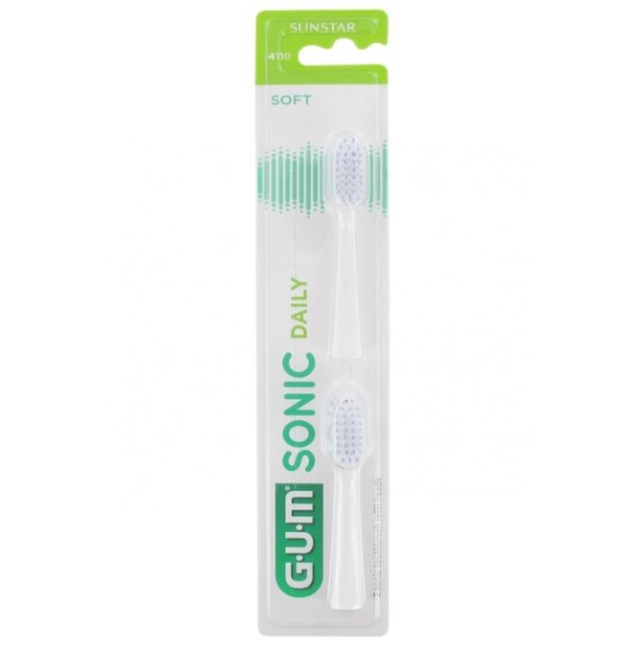 GUM Sonic Daily Soft 4110 Ανταλλακτικές Κεφαλές για Ηλεκτρική Οδοντόβουρτσα Λευκό 2τμχ