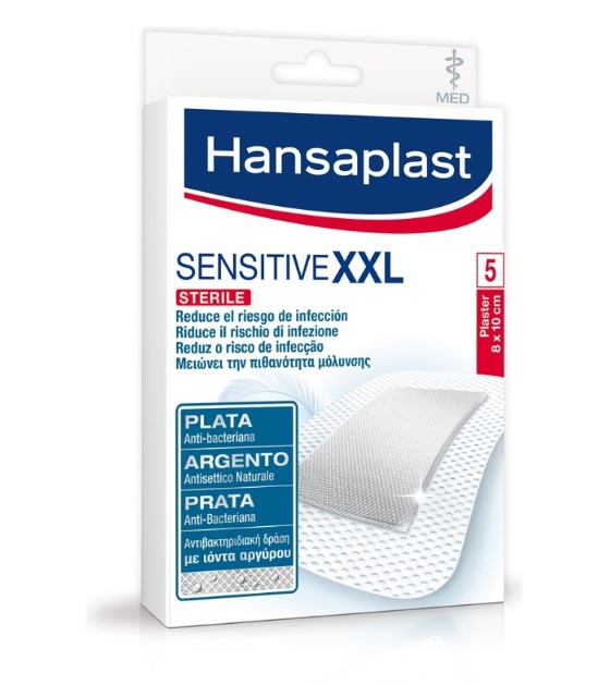 Hansaplast Αποστειρωμένα Αυτοκόλλητα Επιθέματα Med Antibacterial Sensitive XXL 10x8cm 5τμχ