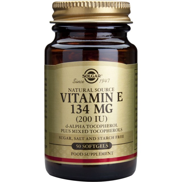 Solgar Natural Source Vitamin E Dry 200iu 134mg Αντιοξειδωτικό 50veg caps