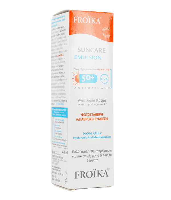 Froika Emulsion Αδιάβροχη Αντηλιακή Κρέμα Προσώπου SPF50 40ml