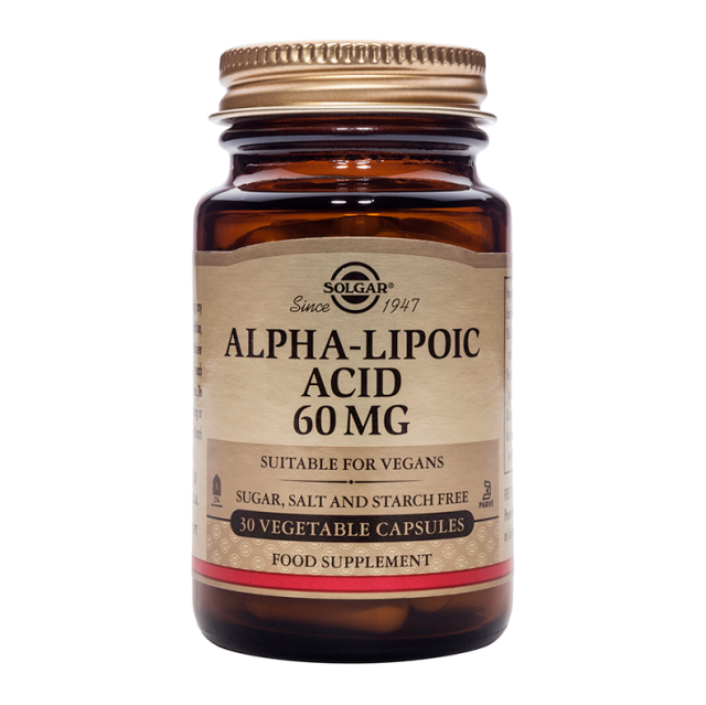 Solgar Alpha Lipoic Acid 60mg Αντιοξειδωτική Δράση για Τόνωση του Οργανισμού 30veg caps