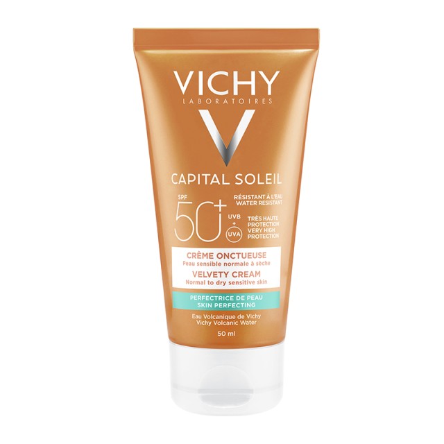 Vichy Capital Soleil Velvety Cream Αντηλιακή Κρέμα Προσώπου με Βελούδινη Υφή SPF50+ για Κανονικές Ξηρές Ευαίσθητες Επιδερμίδες 50ml