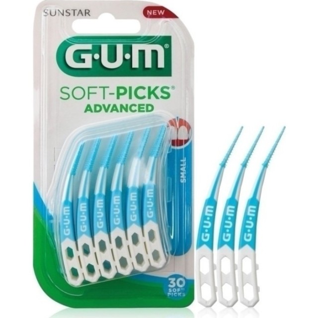 GUM Soft-Picks Advanced Μεσοδόντιες Οδοντογλυφίδες Small Γαλάζιες 30τμχ