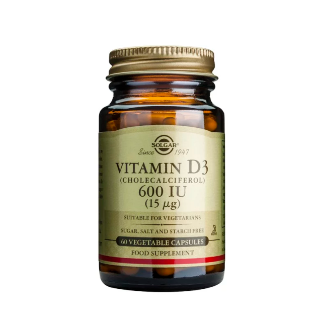 Solgar Vitamin D3 (Cholecalciferol) Βιταμίνη για Ανοσοποιητικό 600iu 15mg 60veg caps