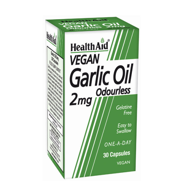 HEALTH AID GARLIC OIL 2MG ODOURLESS VEGETARIAN CAPSULES 30S