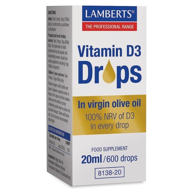 Lamberts Vitamin D3 Drops Βιταμίνη για Ανοσοποιητικό 200iu 20ml