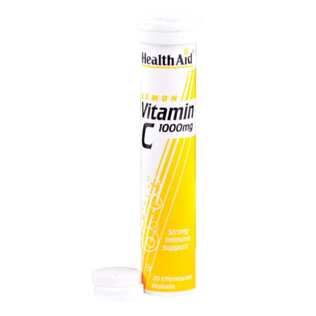 Health Aid Vitamin C Βιταμίνη για Ενέργεια & Ανοσοποιητικό 1000mg Λεμόνι 20 αναβράζοντα δισκία