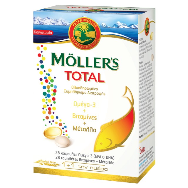 Mollers Total Ιχθυέλαιο Ωμέγα 3 28 κάψουλες Βιταμίνες & Μέταλλα 28 ταμπλέτες