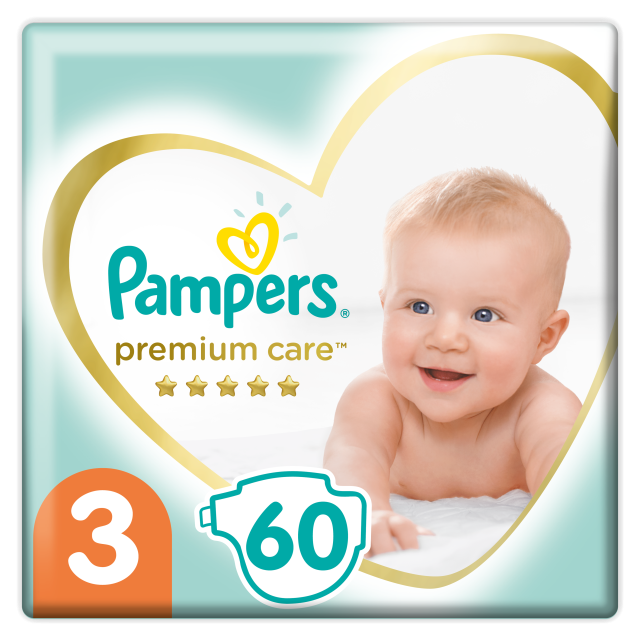 Pampers Premium Care Πάνες με Αυτοκόλλητο No. 3 για 6-10kg 60τμχ