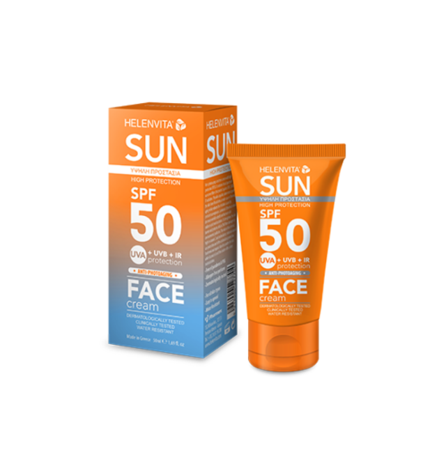 Helenvita Sun High Protection Αδιάβροχη Αντηλιακή Κρέμα Προσώπου SPF50 50ml