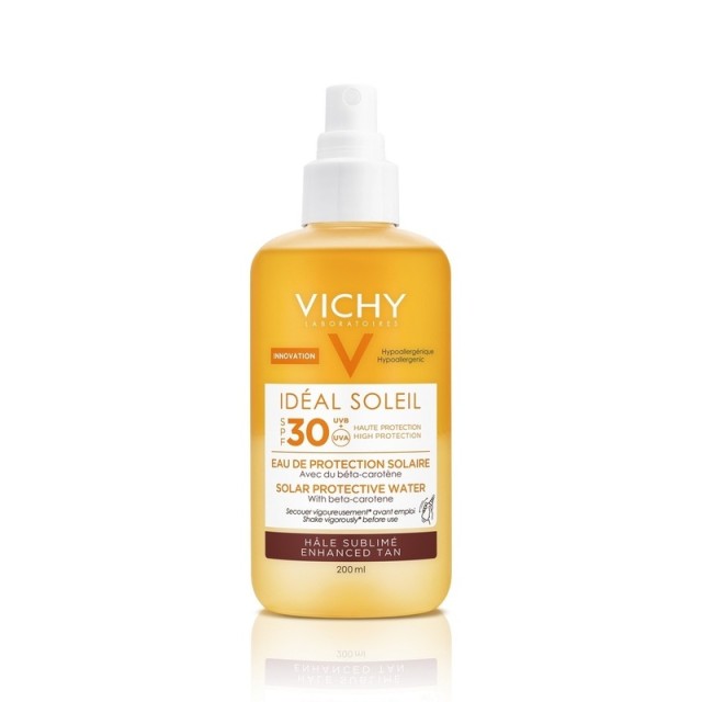 Vichy Ideal Soleil Luminosity Protective Solar Water Spray Αδιάβροχη Αντηλιακή Λοσιόν για το Σώμα SPF30 200ml