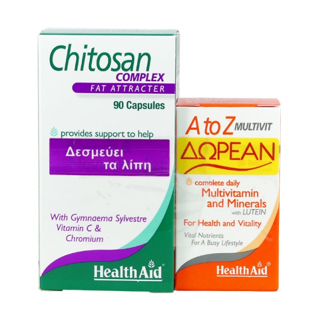 Health Aid Chitosan & A to Z Multivit Συμπλήρωμα για Αδυνάτισμα 90 κάψουλες