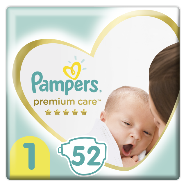 Pampers Premium Care Πάνες με Αυτοκόλλητο No. 1 για 2-5kg 52τμχ