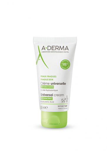 A-Derma Universal Hydrating Ενυδατική Κρέμα Ανάπλασης με Υαλουρονικό Οξύ για Ευαίσθητες Επιδερμίδες 50ml