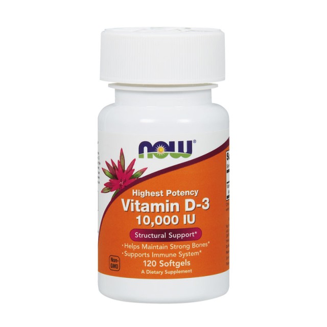 Now Foods Vitamin D-3 Βιταμίνη για Ανοσοποιητικό 10000iu 120 μαλακές κάψουλες