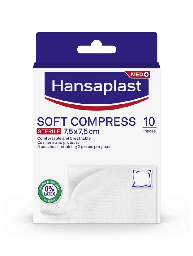 Hansaplast Soft Compress Αποστειρωμένες Γάζες 7.5x7.5cm 10τμχ