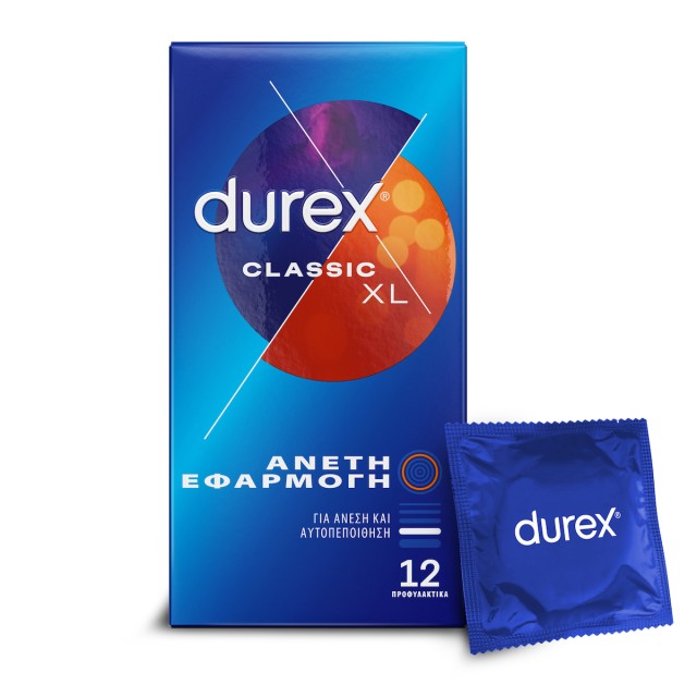 Durex Προφυλακτικά Classic XL Ανετη Εφαρμογή 12τμχ