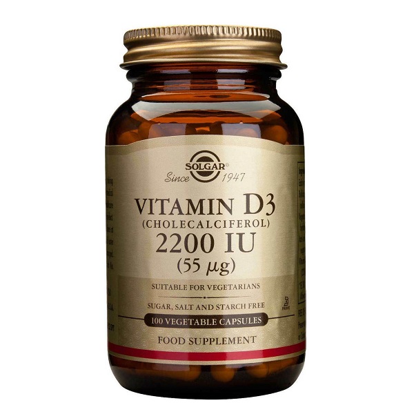 Solgar Vitamin D3 2200iu 55μg (Cholecalciferol) Ανοσοποιητικό 100veg caps