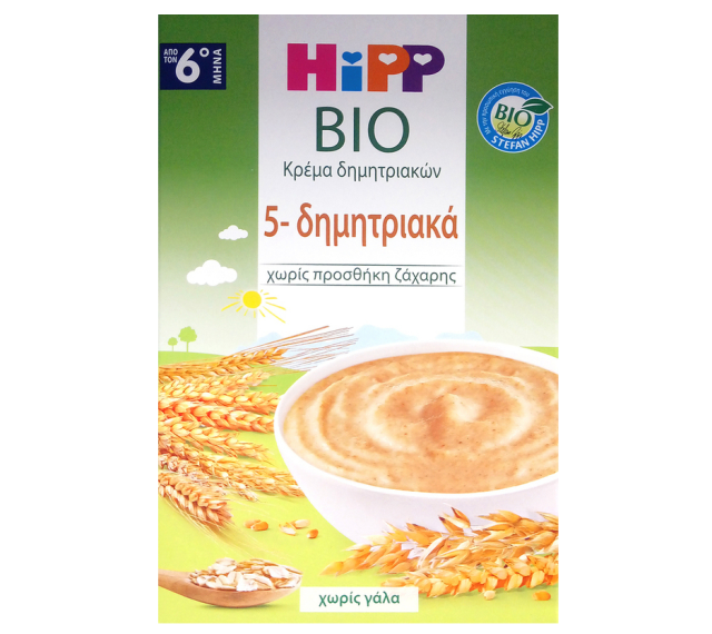 Hipp Βρεφική Κρέμα Bio 5 Δημητριακών 6m+ 200gr