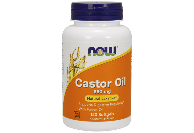 NOW CASTOR OIL 650 MG+10 MG FENNEL OIL 120 SOFTGEL