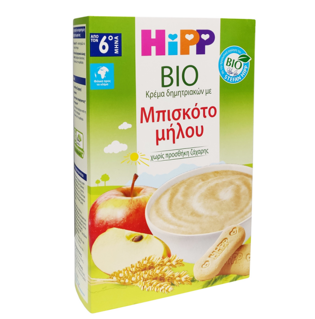 Hipp Βρεφική Κρέμα Μπισκότο Μήλο 6m+ 250gr