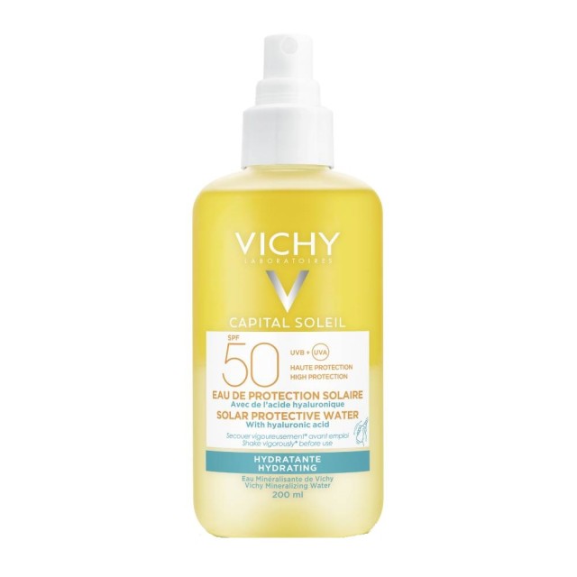 VICHY Capital Soleil Solar Protective Water with Hyaluronic Acid Αδιάβροχη Αντηλιακή Λοσιόν για το Σώμα SPF50 Spray 200ml